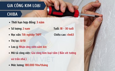 ĐƠN HÀNG GIA CÔNG KIM LOẠI - CHIBA